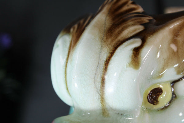 Antique Boch freres pottery marked planter jardiniere dolphin fish rare