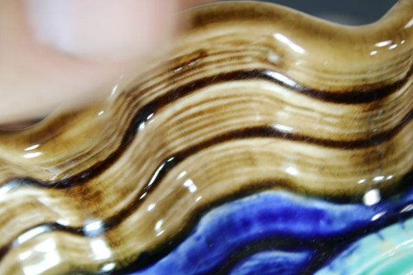 Antique Boch freres pottery marked planter jardiniere dolphin fish rare