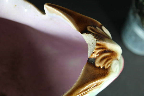 Antique Boch freres pottery marked planter jardiniere dolphin fish rare