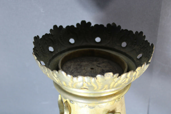 Antique XL 19thc Bronze Cornucopia horn ram eagle Statue putti cherub