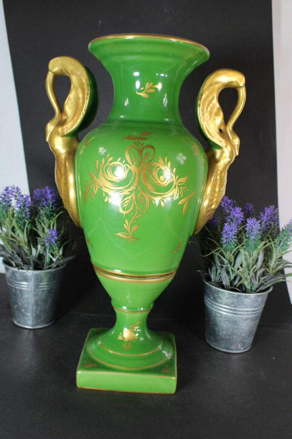 Vintage French porcelain de Couleuvre marked porcelain vase swan handles