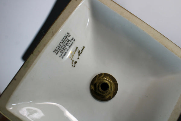 Vintage French porcelain de Couleuvre marked porcelain vase swan handles