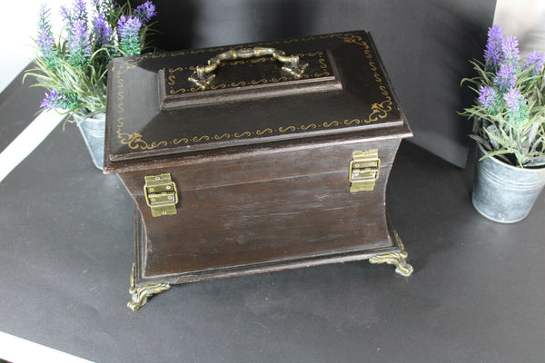 Antique French Wood carved dog painting napoleon III box