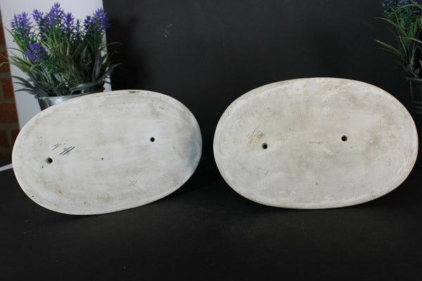 PAIR german bisque porcelain baby playing mom Figurine statues marked