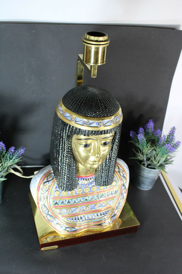 hollywood regency Edoardo TASCA Cleopatra bust porcelain table lamp capodimonte