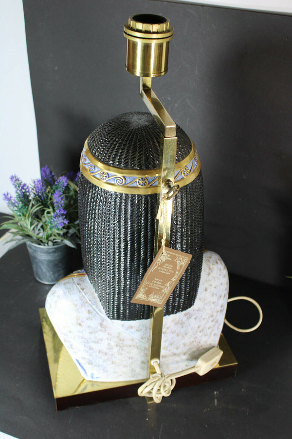 hollywood regency Edoardo TASCA Cleopatra bust porcelain table lamp capodimonte