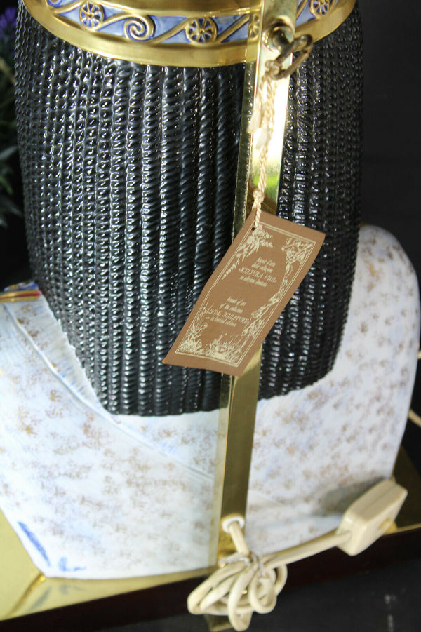 hollywood regency Edoardo TASCA Cleopatra bust porcelain table lamp capodimonte