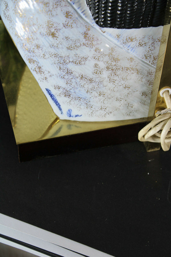 hollywood regency Edoardo TASCA Cleopatra bust porcelain table lamp capodimonte