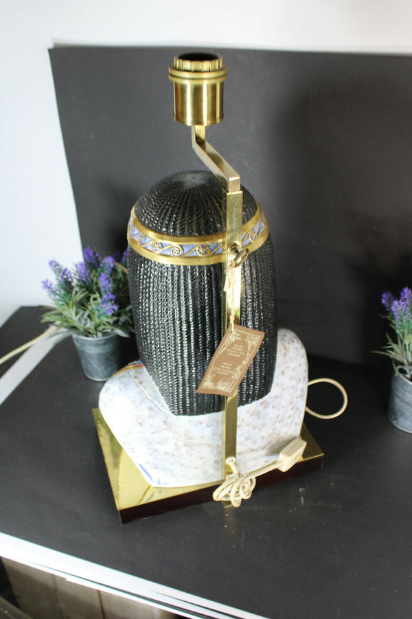 hollywood regency Edoardo TASCA Cleopatra bust porcelain table lamp capodimonte