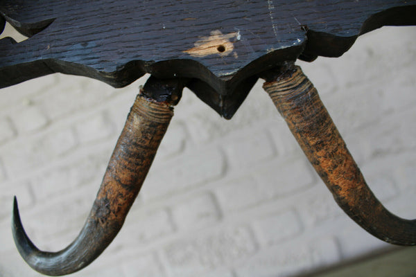 Antique black forest wood carved Wall panel with clock hat rack hunting theme