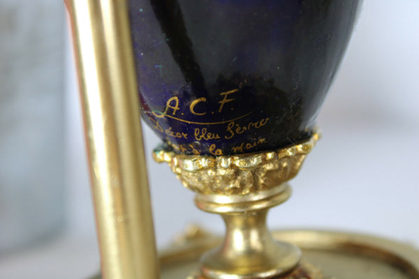 pair ACF sevres porcelain marked Candelabras candle holder victorian scene