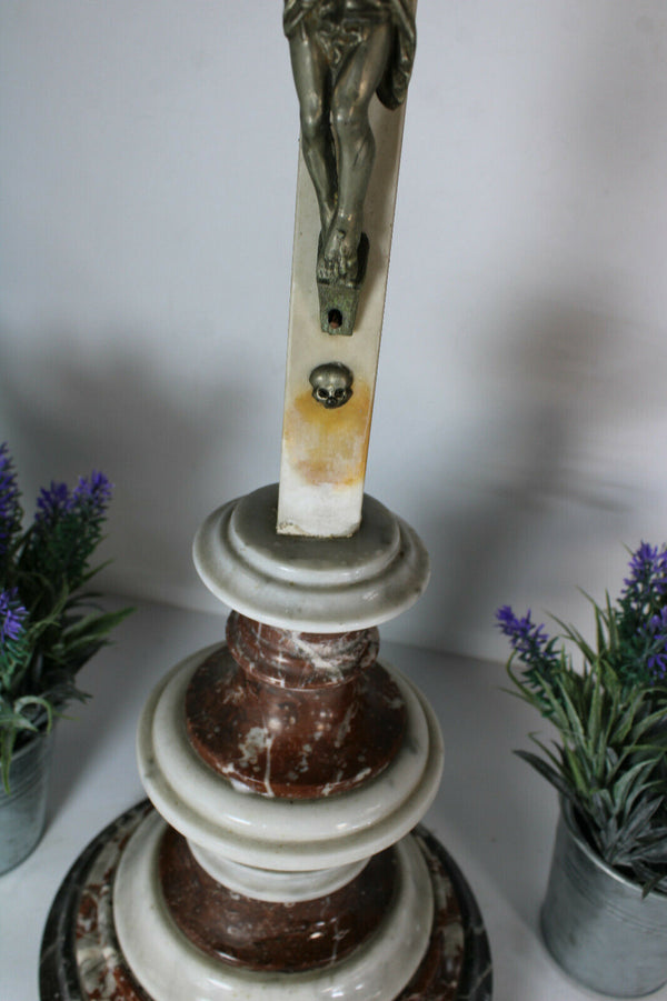 Antique large French religious marble crucifix