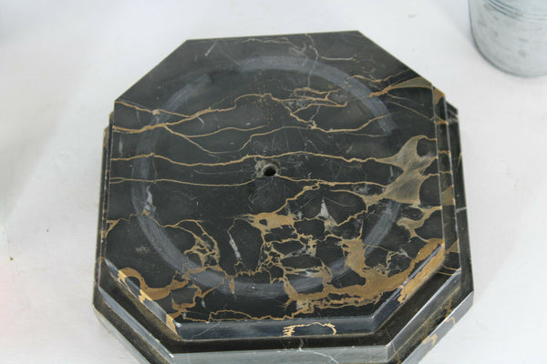 XL Antique Spelter bronze patina cherub putti statue marble base signed RUCHO