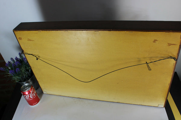 Vintage metal relief last supper religious Wall panel frame bible signed