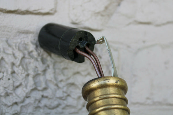 PAIR heavy large bronze putti cherub wall lights sconces