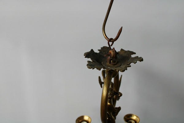 Antique French bronze putti cherub chandelier