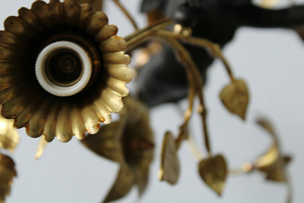 Vintage brass Cherub putti angel chandelier pendant lamp french