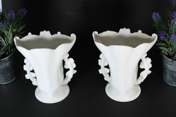 Antique pair vieux paris porcelain chapel mary joseph figurine vases rare