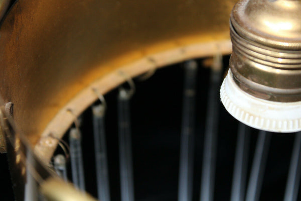 Antique rare Brass Dragon caryatid head Chandelier pendant lamp glass drops