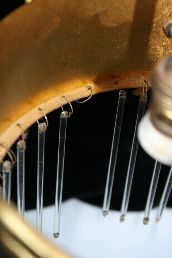 Antique rare Brass Dragon caryatid head Chandelier pendant lamp glass drops