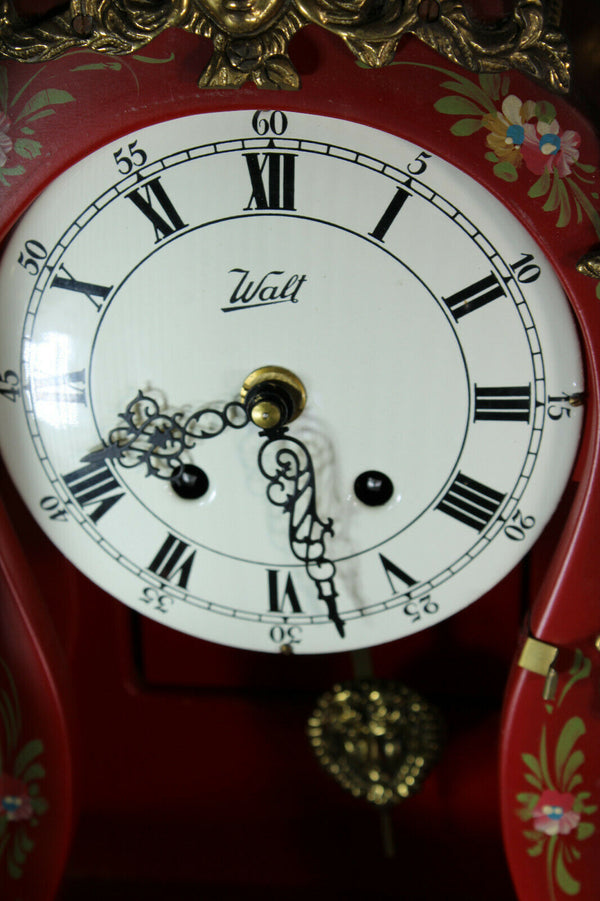 Vintage german Walt Boulle design Mantel clock brass caryatid