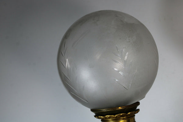 Antique French bayeux porcelain hand paint floral decor ram heads lamp