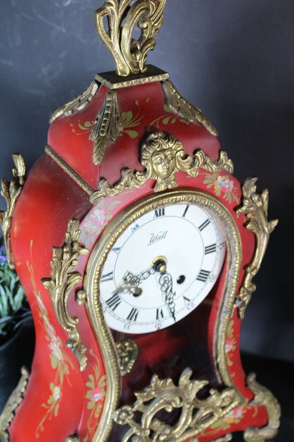 Vintage german Walt Boulle design Mantel clock brass caryatid