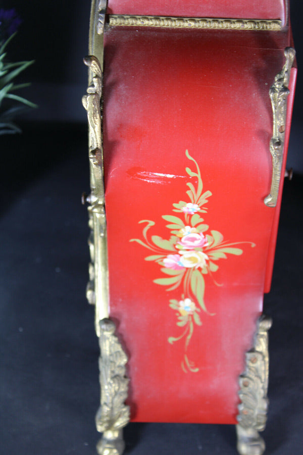 Vintage german Walt Boulle design Mantel clock brass caryatid