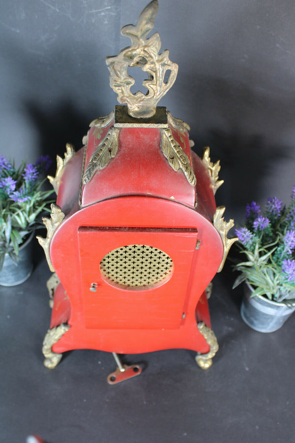 Vintage german Walt Boulle design Mantel clock brass caryatid