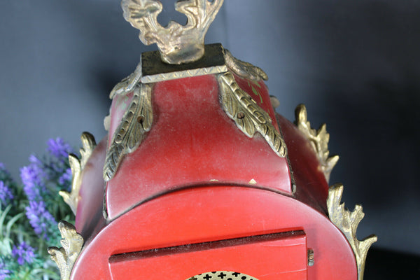 Vintage german Walt Boulle design Mantel clock brass caryatid