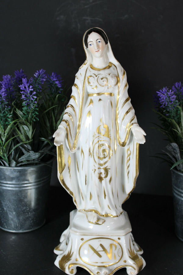 Antique vieux paris 19thc madonna mary figurine statue religious