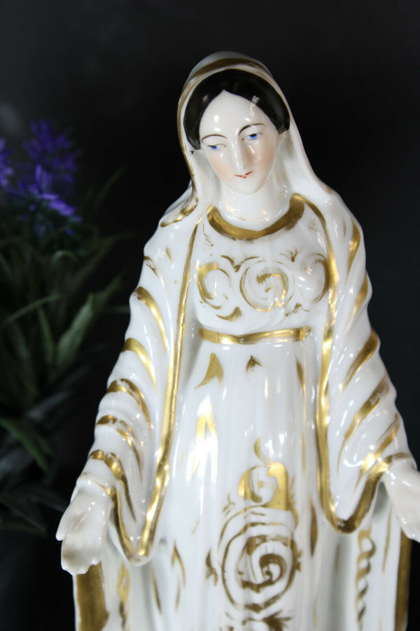 Antique vieux paris 19thc madonna mary figurine statue religious