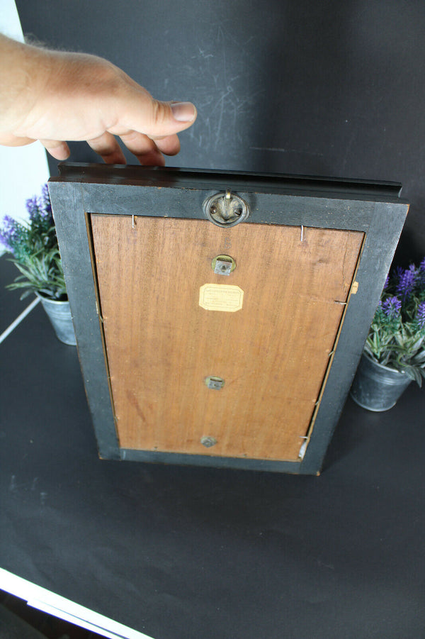 Antique Belgian silvermith Religious bronze plaque wall madonna holy water font