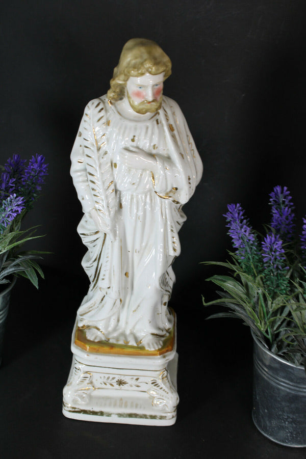 Antique French vieux paris porcelain holy saint joseph figurine statue