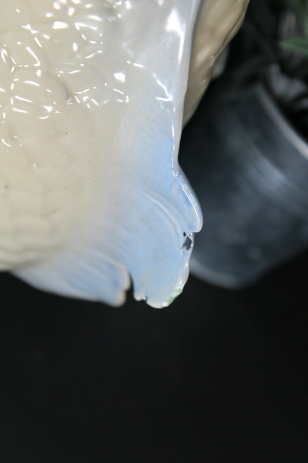 LArge Spanish Valencia marked porcelain fish dolphin planter vase