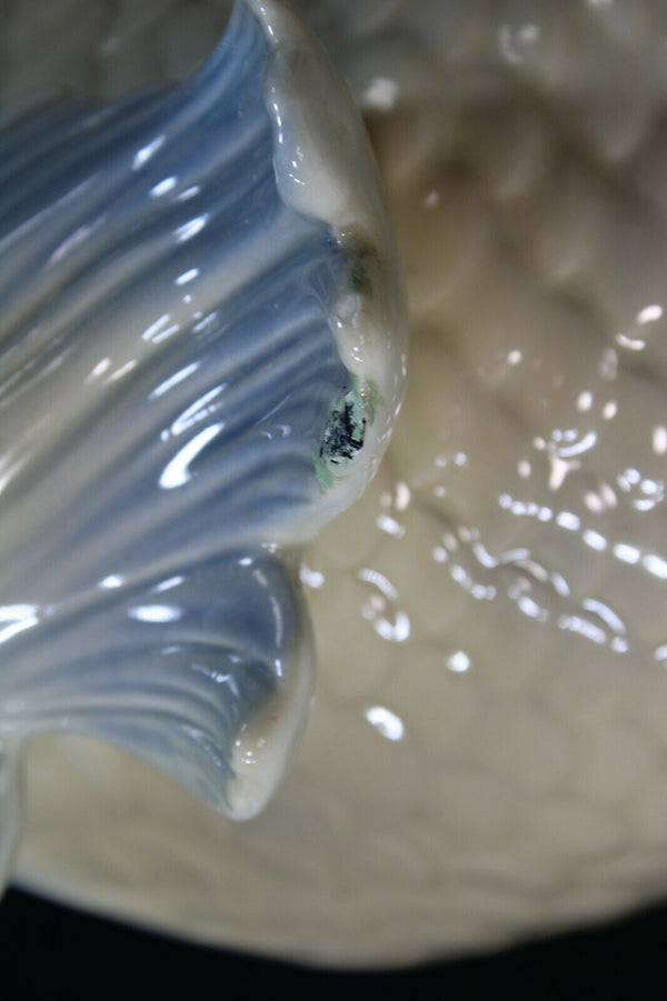 LArge Spanish Valencia marked porcelain fish dolphin planter vase