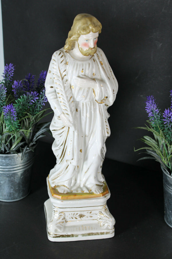 Antique French vieux paris porcelain holy saint joseph figurine statue