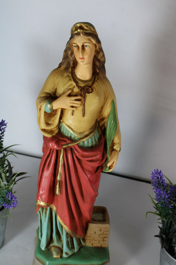 Antique french chalk statue saint barbara religious