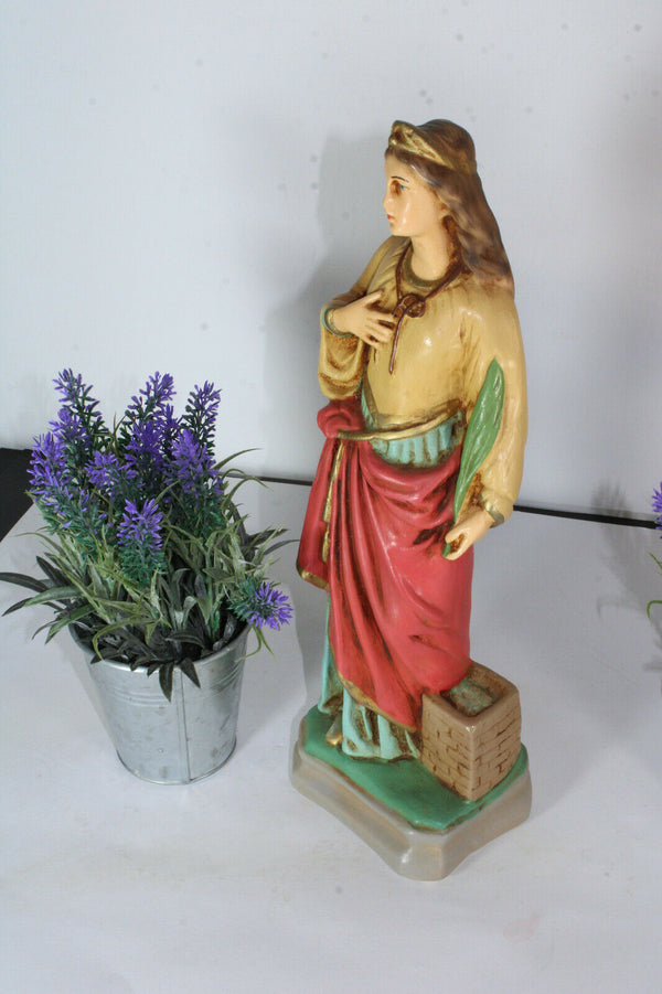 Antique french chalk statue saint barbara religious