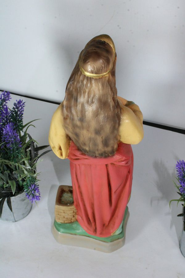 Antique french chalk statue saint barbara religious