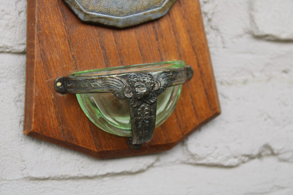 Antique French crucifix holy water font ecce homo wall plaque