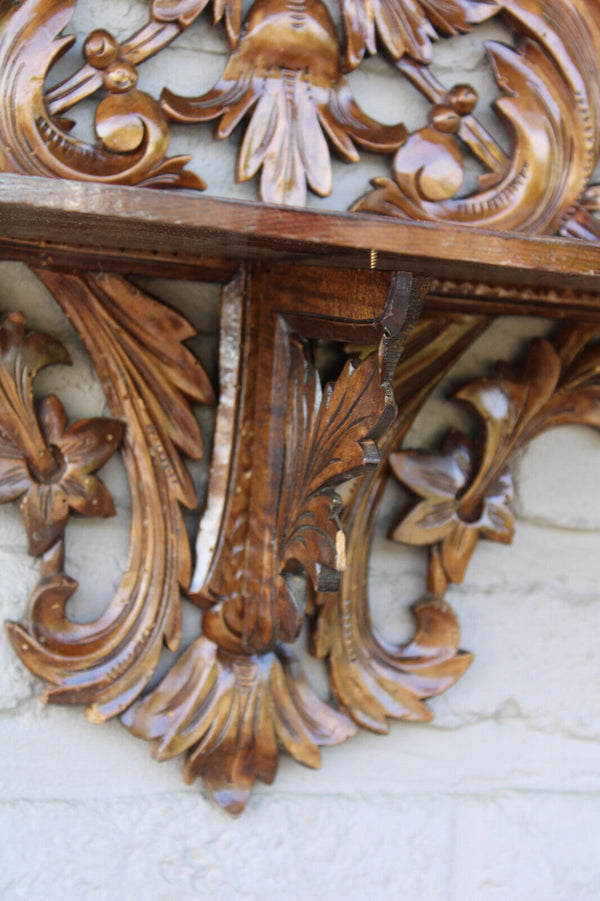 Vintage French wood carved mythological phoenix bird figurine wall console