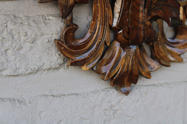 Vintage French wood carved mythological phoenix bird figurine wall console