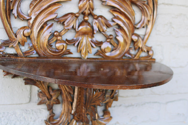 Vintage French wood carved mythological phoenix bird figurine wall console