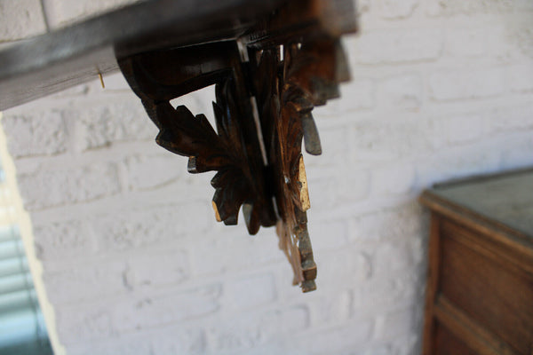 Vintage French wood carved mythological phoenix bird figurine wall console