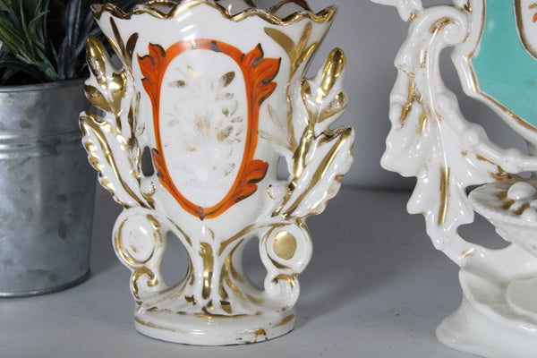 SET 3 vieux paris porcelain floral vases