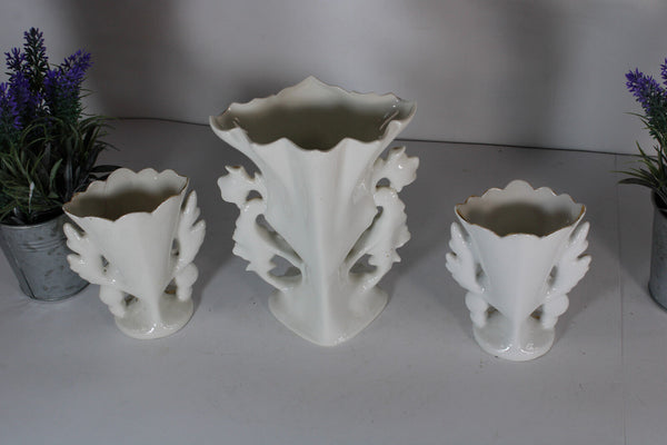 SET 3 vieux paris porcelain floral vases