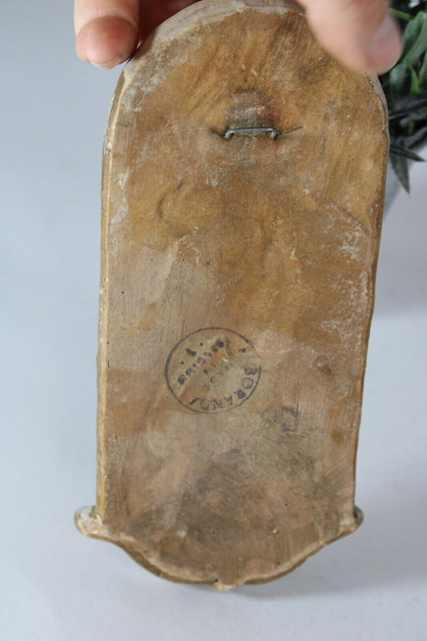 Religious wall plaque ceramic madonna relief tree belgian 1950s