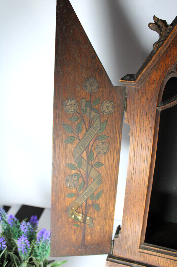 Antique neo gothic 19thc Wood carved wall chapel church religious rare