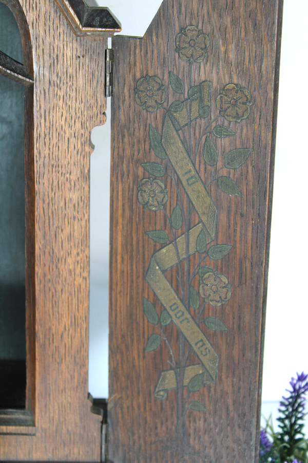 Antique neo gothic 19thc Wood carved wall chapel church religious rare